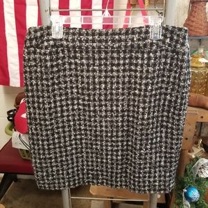 Vintage Evan-Picone 14 P Black White Tweed Skirt